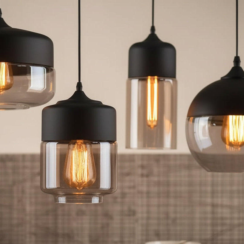 Nordic | Glass Pendant Light with Wooden Accents | Modern Illumination for Any Room 1