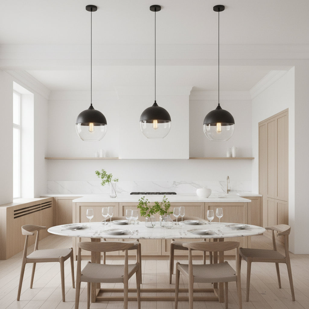 Nordic | Glass Pendant Light with Wooden Accents | Modern Illumination for Any Room 3