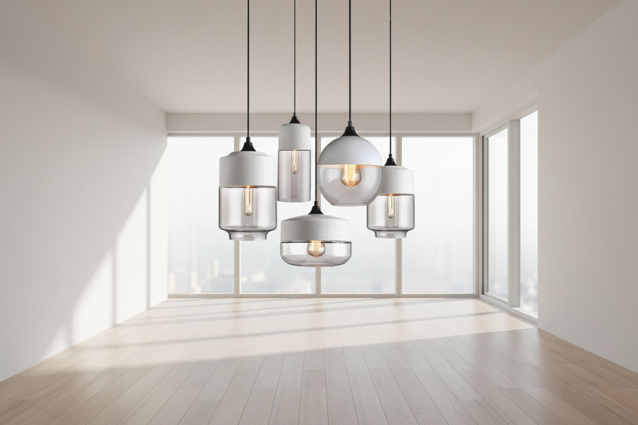 Nordic | Glass Pendant Light with Wooden Accents | Modern Illumination for Any Room 6