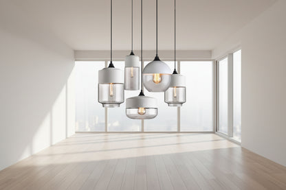 Nordic | Glass Pendant Light with Wooden Accents | Modern Illumination for Any Room 6