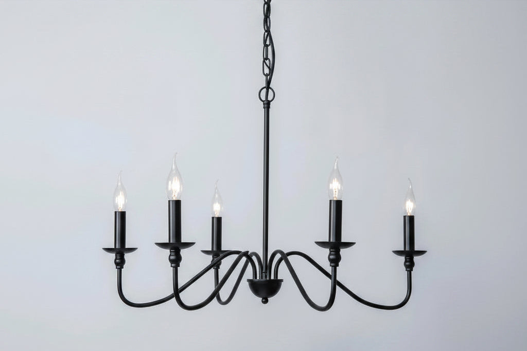 Retro Loft | Black Chandelier Light with Iron Finish | Elegant Fixture for Dining Rooms 11