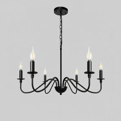 Retro Loft | Black Chandelier Light with Iron Finish | Elegant Fixture for Dining Rooms 6