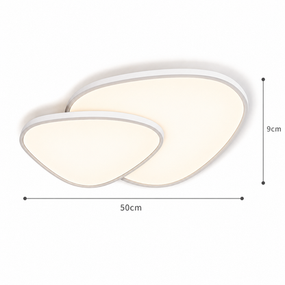 Ceiling light fixture with dimensions on a white background
