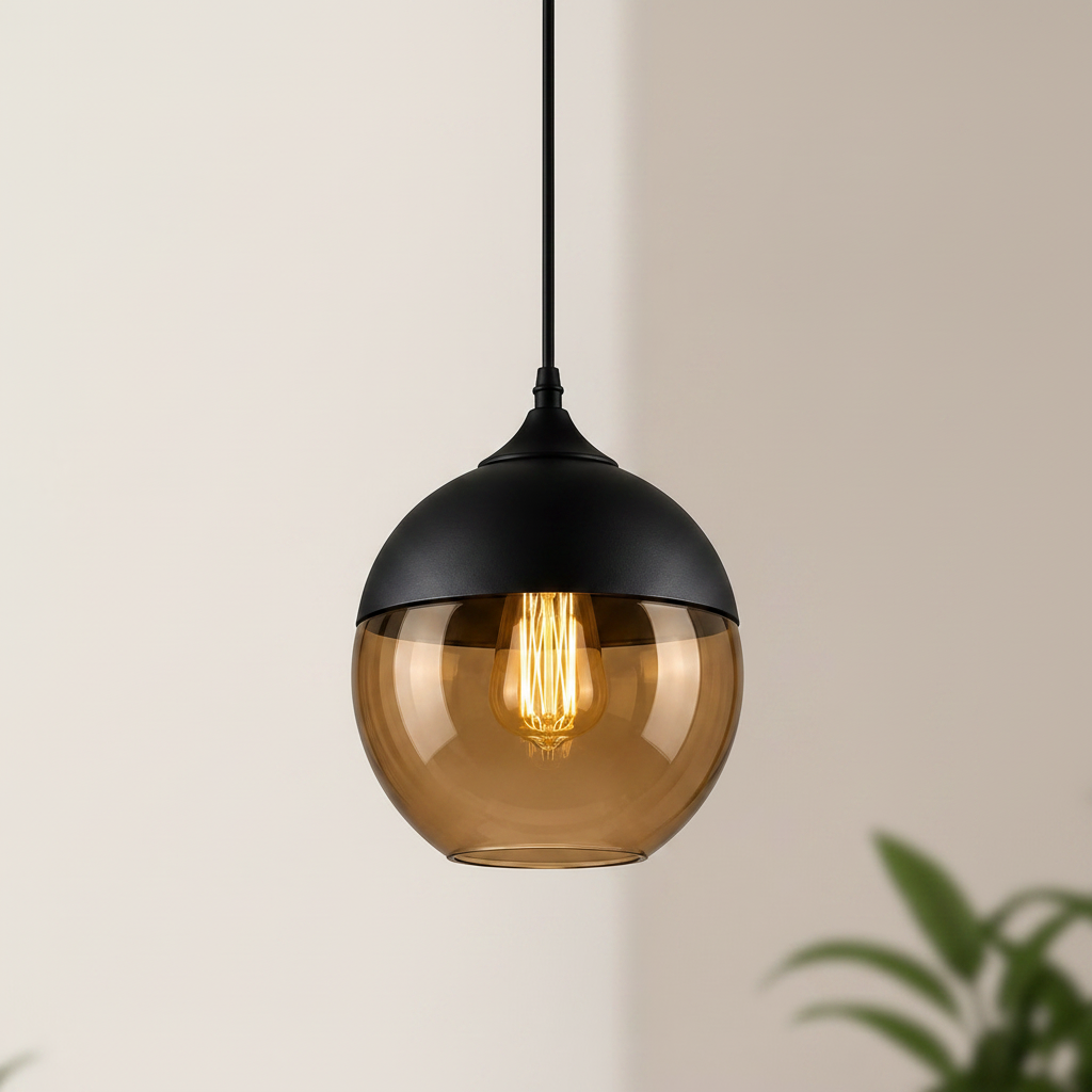 Nordic | Glass Pendant Light with Wooden Accents | Modern Illumination for Any Room 12