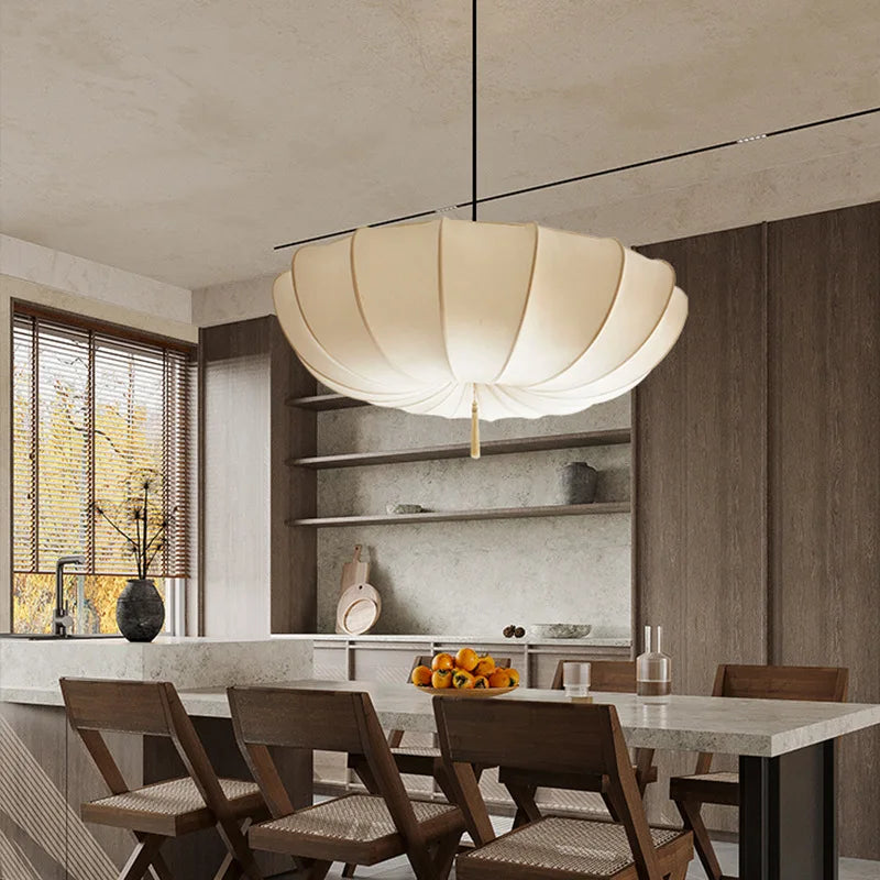 Wabi Sabi | Kitchen Pendant Lighting with Nordic Cream Fabric Shade | Elegant Design for Home & Office 7
