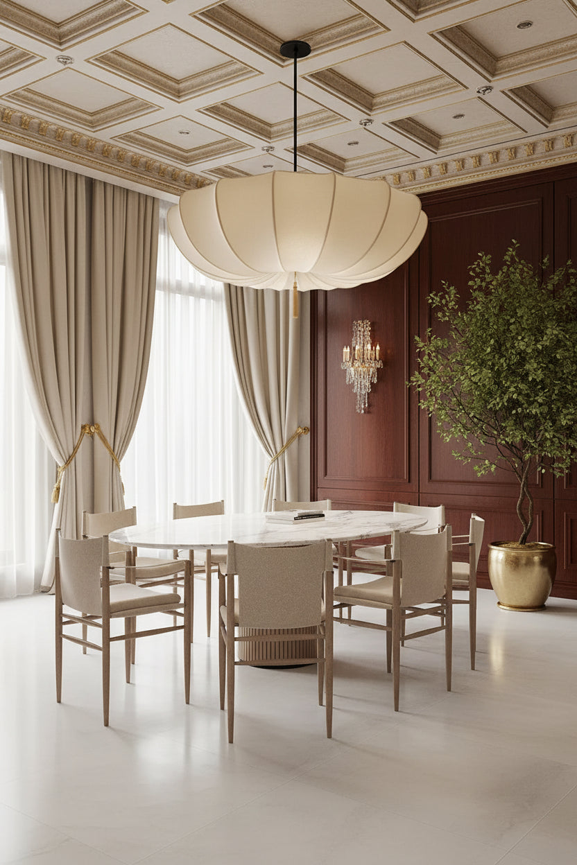 Wabi Sabi | Kitchen Pendant Lighting with Nordic Cream Fabric Shade | Elegant Design for Home & Office 8