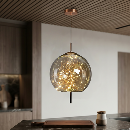 Elegant Glass Pendant Light | Nordic Style Chandelier with LED Star Lighting | Perfect for Kitchen and Home Decor 4