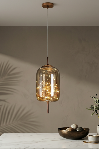Elegant Glass Pendant Light | Nordic Style Chandelier with LED Star Lighting | Perfect for Kitchen and Home Decor 4