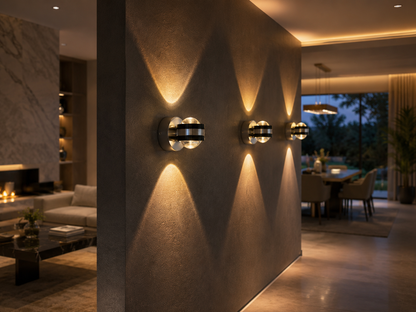 Elegant Crystal Wall Sconce Light with Up & Down Illumination | Modern Bathroom Wall Lights for Cozy Ambiance
