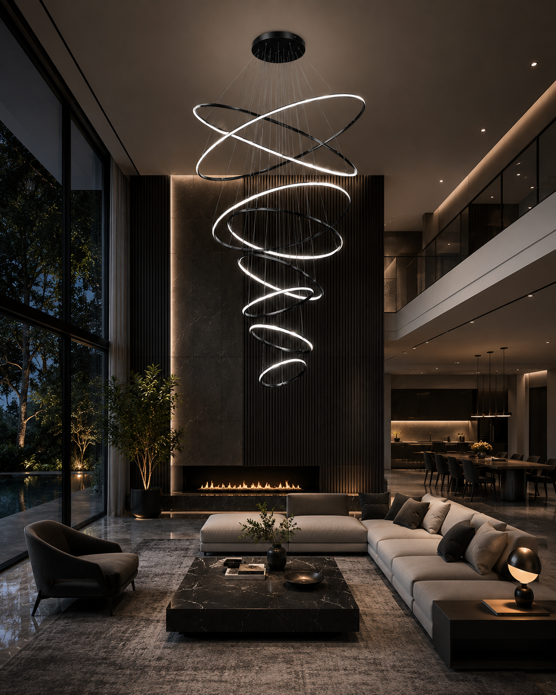 Creative Luxury | Modern Chandelier Light with 10 Rings | Elegant Gold Finish for Stylish Home and Commercial Spaces 3