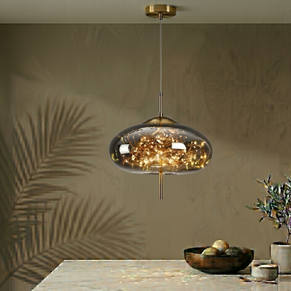 Elegant Glass Pendant Light | Nordic Style Chandelier with LED Star Lighting | Perfect for Kitchen and Home Decor 4