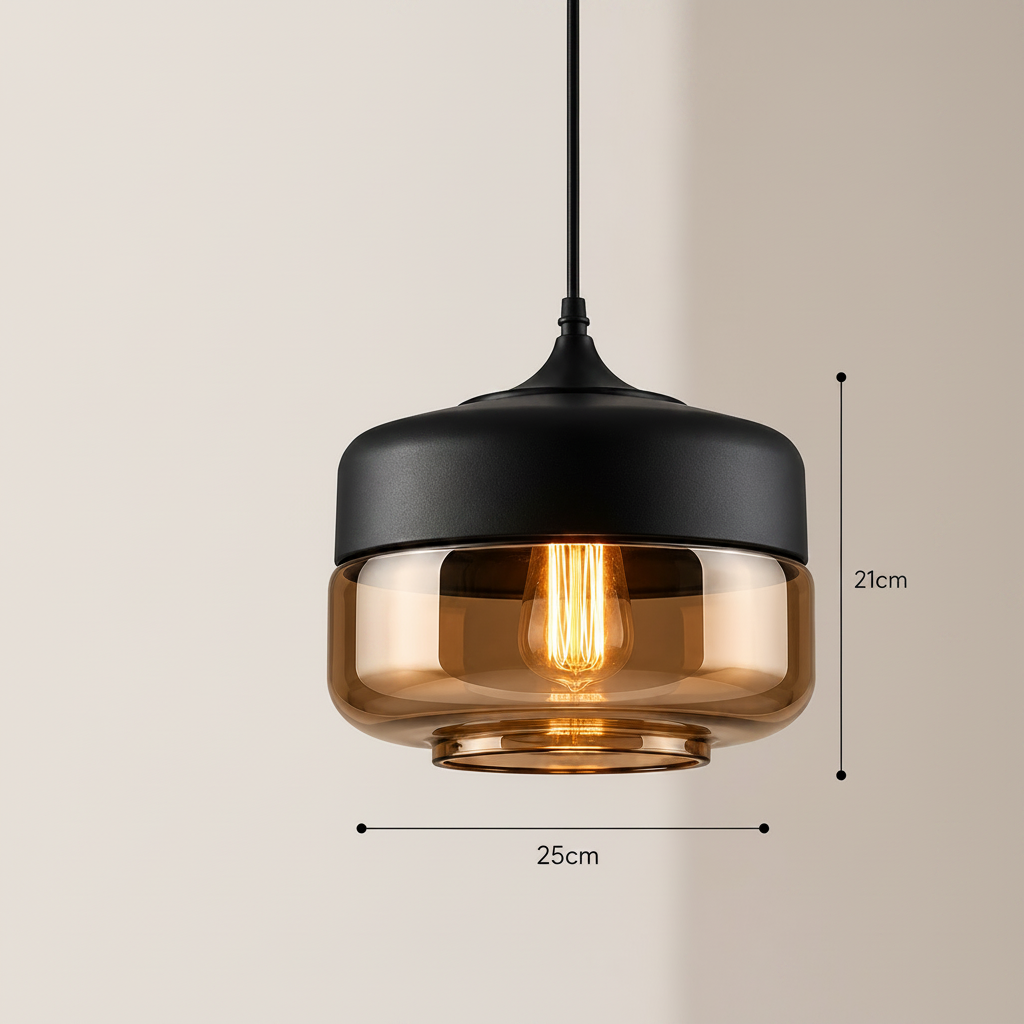 Nordic | Glass Pendant Light with Wooden Accents | Modern Illumination for Any Room 8