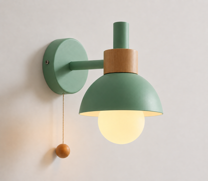 Charming Nordic Wall Sconce Light with Fun Pull Chain Switch | Pastel Colors for Kids' Rooms
