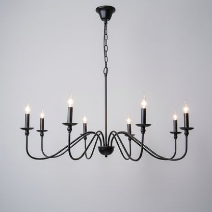 Retro Loft | Black Chandelier Light with Iron Finish | Elegant Fixture for Dining Rooms