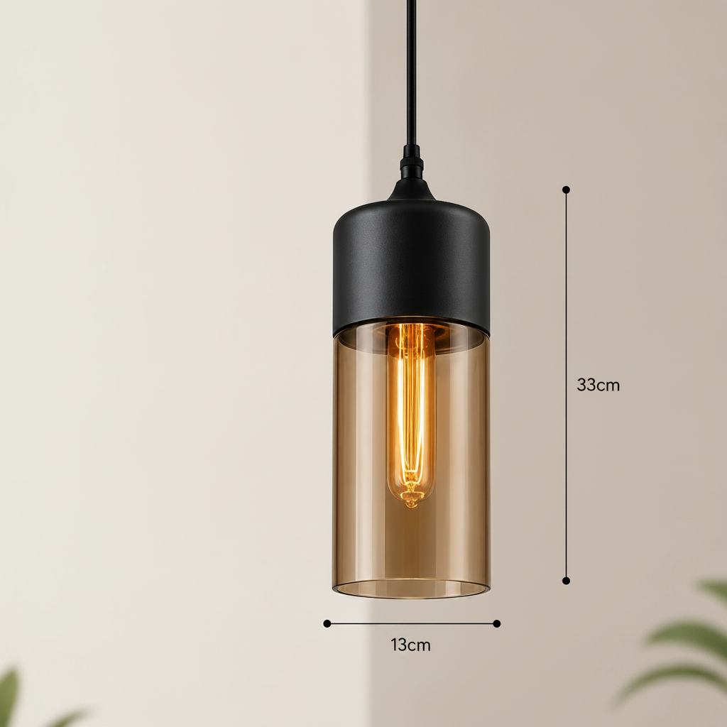 Nordic | Glass Pendant Light with Wooden Accents | Modern Illumination for Any Room 8