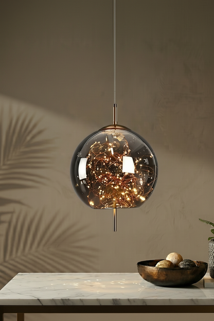 Elegant Glass Pendant Light | Nordic Style Chandelier with LED Star Lighting | Perfect for Kitchen and Home Decor 4