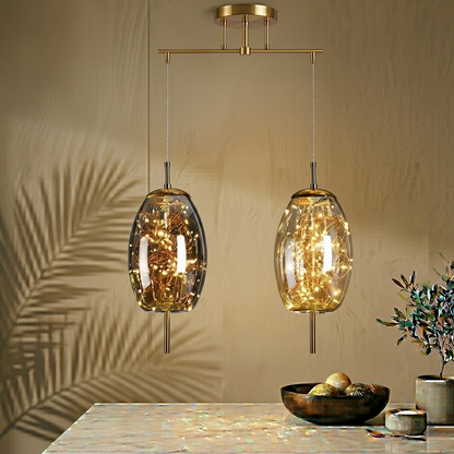 Elegant Glass Pendant Light | Nordic Style Chandelier with LED Star Lighting | Perfect for Kitchen and Home Decor 4